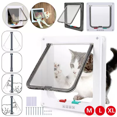 4-Way Lockable Magnetic Large Cat Flap Pet Door Staywell Dog Tunnel Guard UK • £9.69