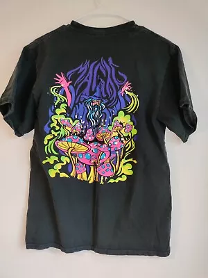 ALab Wizard Magic Mushrooms Trippy Colorful M Black Double-sided Graphic T-Shirt • $7.84