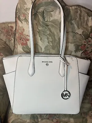 Michael Kors Marilyn Medium Saffiano Leather Tote Bag Optic White • $227.81