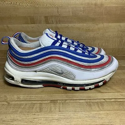 Nike Men US 10.5 Air Max 97 Red White Blue Sneaker Athletic Shoe 921826-404 • $67.49