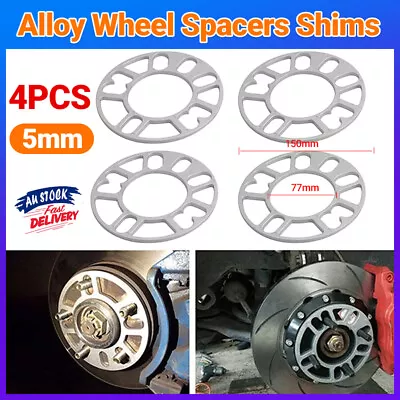 4x 5MM Alloy Aluminum Wheel Spacer Shims Universal 4/5 Stud For 5x114.3 5x120 AU • $18.88