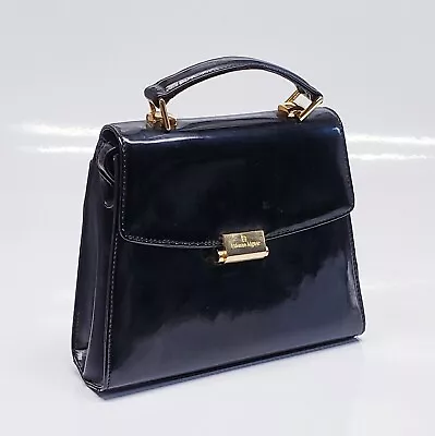 Vtg Etienne Aigner Patent Leather Handbag-Black Gold-w/Removable Shoulder Strap* • $26.90