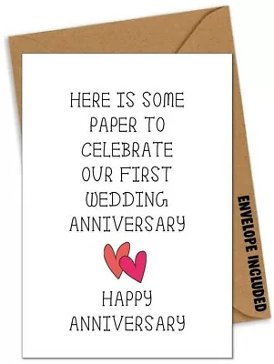 £2.99 • Buy 1st First Paper Wedding ANNIVERSARY Card Husband Wife Boyfriend Girlfriend ZV