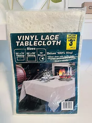 Vintage NOS Vinyl Crochet Lace Tablecloth 70” Round • $18.99