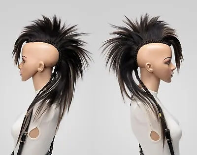 $162.27 • Buy Brown & Blonde Synthetic Mohawk Head Piece, Glued Or Clip In, Mens Wig, Unisex