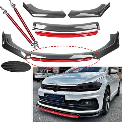 Front Bumper Lip Splitter Spoiler Body Kit Carbon Fiber Rods For VW Polo 8 GTI • $129.99