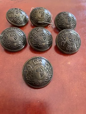 7 Metal Military Style Domed Buttons With Royal Crest 25mm • £15.99