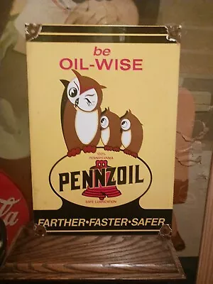 Vintage Pennzoil Motor Oils Porcelain Metal Gas Service Station Pump Plate Sign • $209.99