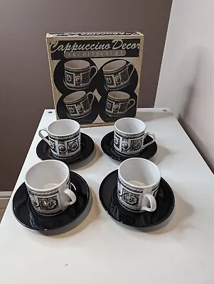 Cappuccino Decor Architecture Set Of Four Cups And Saucers In The Box • £16