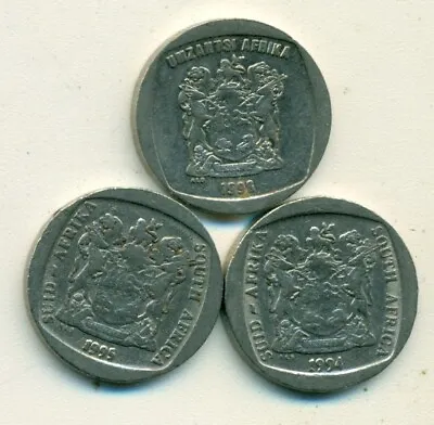 3 DIFFERENT 2 RAND COINS From SOUTH AFRICA (1994 1995 & 1996) • $2.99