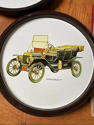 1911 FORD MODEL T Metal Serving Tray Antique Car  Atlantic Can Co. Vintage • $8.99