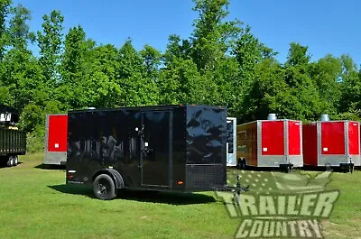 NEW 6x12 6 X 12 V-Nose Enclosed Cargo Trailer W/ RAMP & BLACK OUT PACKAGE • $4195