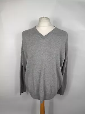 M&S Marks And Spencer Blue Harbour Mens Grey Extra Fine Lambswool Jumper Size L • £22.99