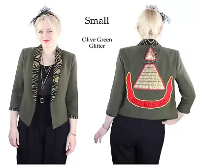 Desperately Seeking 80s Pyramid Size SMALL Olive Green Glitter Susan Jacket • $212