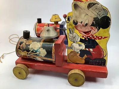Fisher Price 1949 Pull Toy Disney DONALDMickey Mouse Choo-Choo Engine #485 (K4) • $94.88