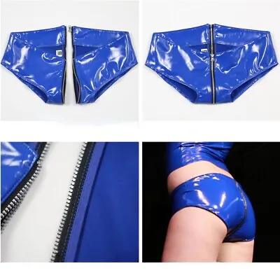 Women Faux Latex Hot Pant Low Waist Zip Wet Look Shorts Stretch Sexy Clubwear • £21.59