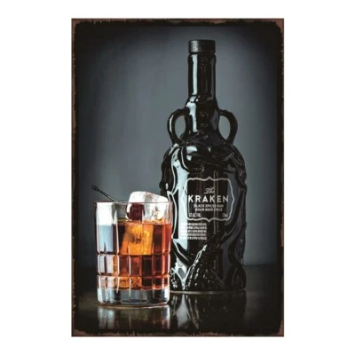 $89.99 • Buy Kraken Black Rum Metal Tin Sign Garage Rustic Man Cave Poster Bar Wall Décor