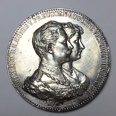 1859-1941 Wilhelm Ii & Augusta Victoria Of Prussia & Germany Silver Medal! • $450