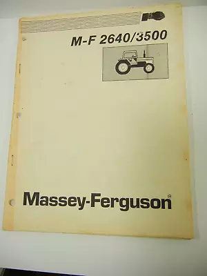 Massey Ferguson M-F 2640/3000 Parts Book 1449 1986 M1 5/87 Original L1189E • $15