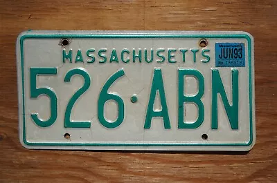 1993 MASSACHUSETTS License Plate # 526 - ABN • $14.99