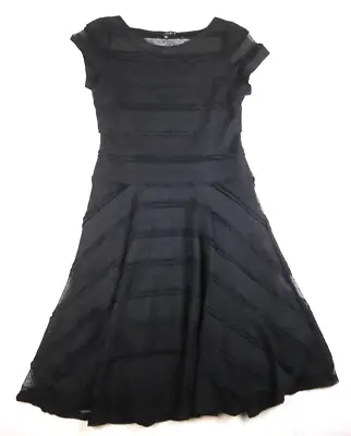 Sangria - Women's Black Lace Short Sleeve Fit & Flare Dress Size 12 • $9.50