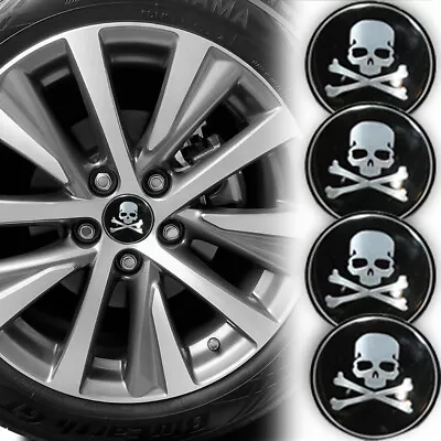 4pcs Auto Wheel Emblem Hub Center Cap Cross Bone Skull Sticker Aluminum Sticker • $7.48