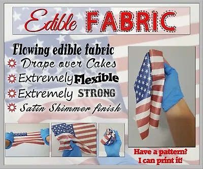 Edible Draping American Flag For Cakes Military Topper Frosting Sheet Easy Ideas • $12