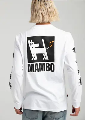 100% Mambo Surf De Luxe Dog Long Sleeve T-shirt - White Large • $26.09