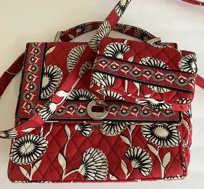 Vera Bradley Crossbody Purse With Matching Wallet Red Deco Daisy • $8.99