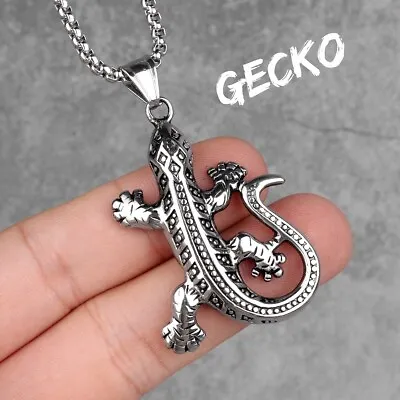 Gecko Lizard Animal Mens Long Necklaces Pendants Chain Punk Hip Hop Unique Male • $10.99