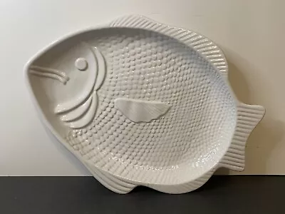 Vintage Large Fish Platter Portugal White Stoneware Gorgeous 16.5” X 12.3” • $26.99