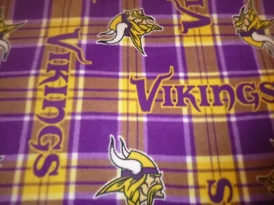 Minnesota Vikings 2 Layer Fleece Blanket 70 X59  (Sewn Edges) - Plaid Design • $45