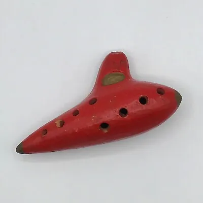 Vintage Ocarina GB Guido Bondi Sweet Potato Flute Hand Painted Clay Red E4 • $65.85