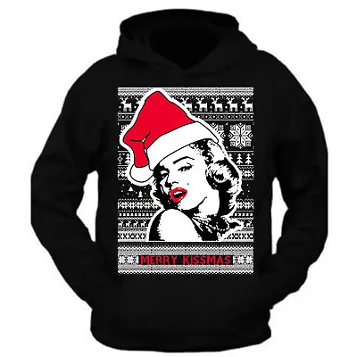 $34.99 • Buy Merry Kissmas Marilyn Monroe Christmas Hoodie Sweater Unisex