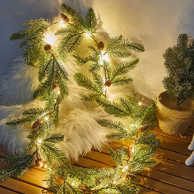 Pre Lit Christmas Garland With Lights Pine Cones Garland Wreath Christmas Decor • $12.99