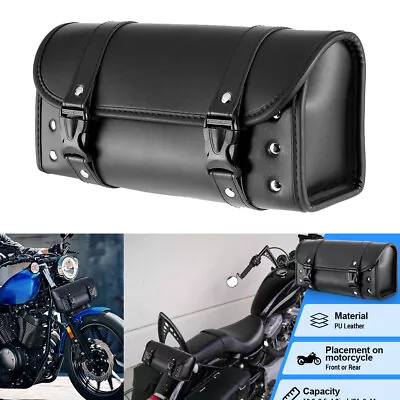 Motorcycle Front Fork Tool Bag Handlebar SaddleBag Storage Pouch Luggage Leather • $24.99