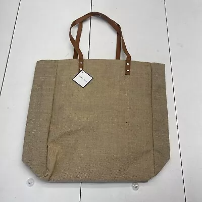 Macys Brown Burlap Tote Bag • $12