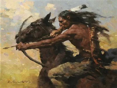 Z.S. LIANG    Hot Chase  LE Giclee Canvas Rare Native American Portrait Art • $187.50