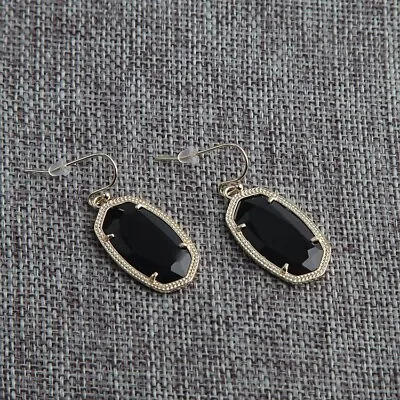 Kendra Scott Dani Gold Drop Earrings In Black With Dust Bag • £28.99