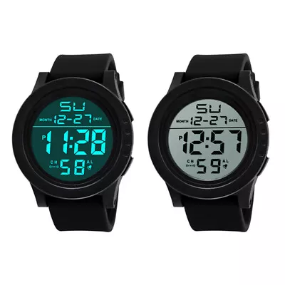 Mens Military Date Quartz Sports Army LED Digital Wrist Watches Alarm Timer UK • £5.06