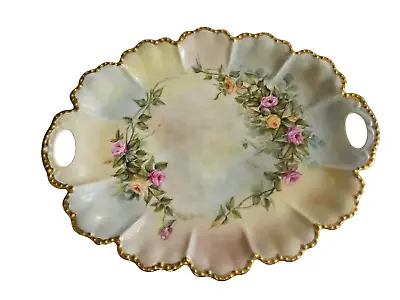 Antique Haviland  France Hand Painted Roses  Vanity Dresser Tray 11 1/4  • $24.99