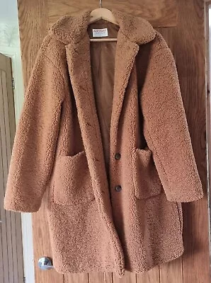 John Lewis Anyday Teddy Coat Tan Size L • £9.75