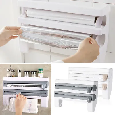£14.94 • Buy Wall Mounted Kitchen Cling Film Tin Foil Rolls Holder Dispenser Paper Towel Rack