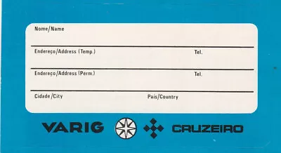 Varig Cruziero Brazil Airline Baggage Address Label • $2.50
