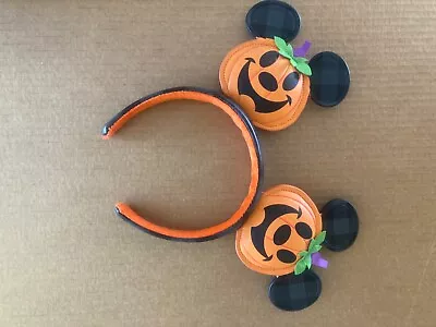 Disney Halloween Pumpkin Jack-O-Lantern Mickey Mouse Ears Headband • $14