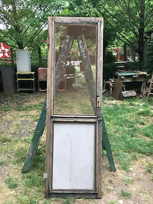 Vintage White Shabby Farm House Screen Door Wood Window Screen 71in X 22in  • $135