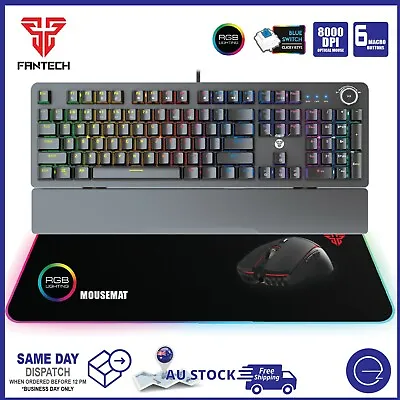 $99 • Buy Fantech PC Desktop Mechanical Keyboard / Mouse / Mousemat RGB Gaming Combo