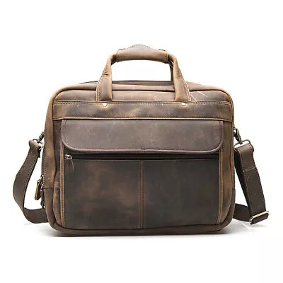 Mens Real Leather Briefcase Business Messenger Shoulder Attache 15  Laptop Bag • $99.99