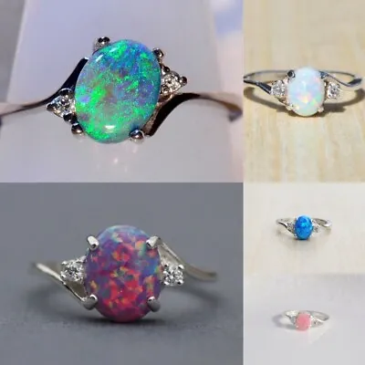 Astonishing Opal Sliver Bling Gemstone 925 Sterling Handmade Ring All Size Gifts • £3.59