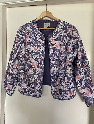 Marks And Spencer Indigo Collection Lightly Quilted Jacket Size 18 Floral Lilac • £8.99